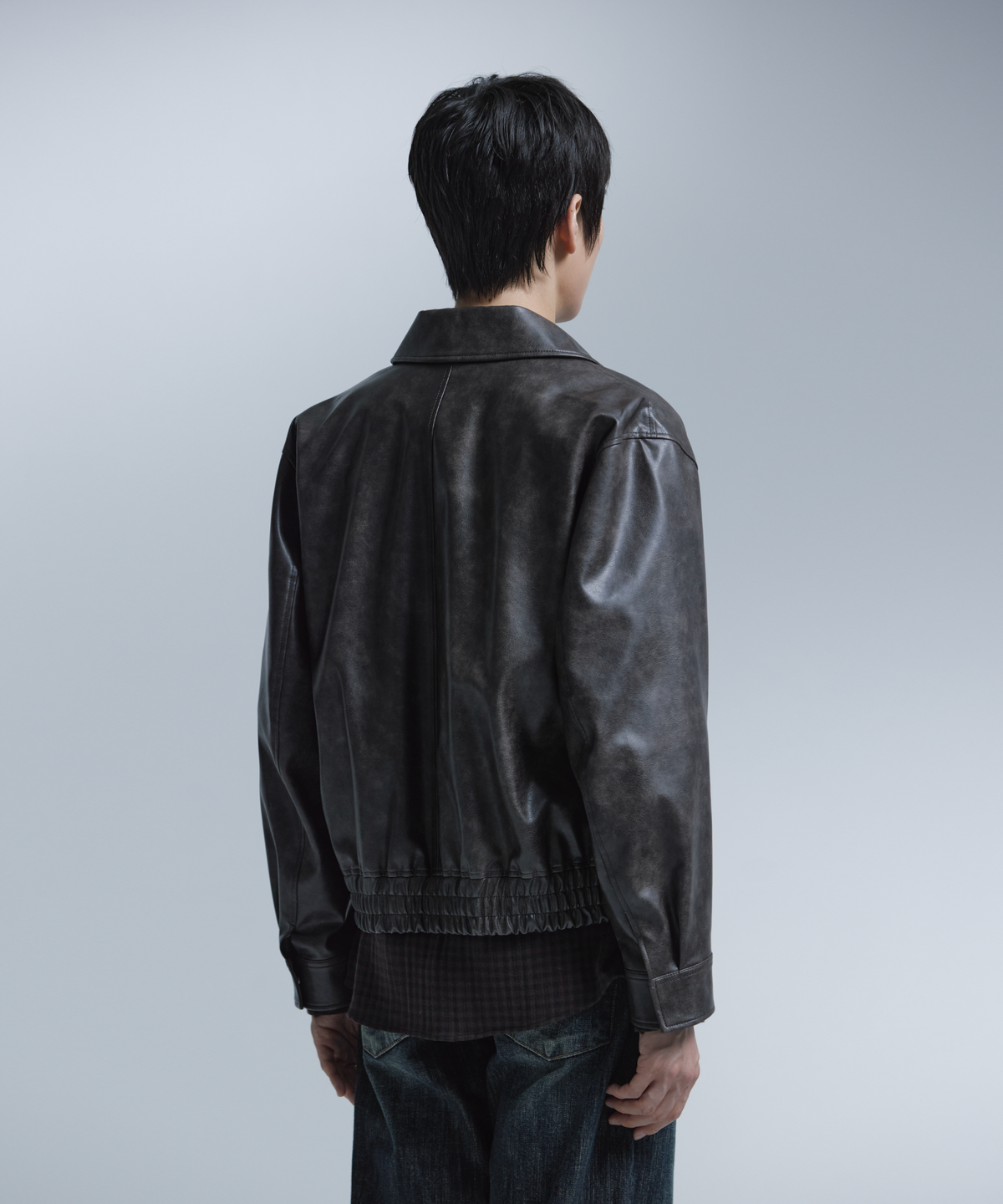 넌블랭크(NONBLANK) 비건 레더 블루종_DARK BROWN