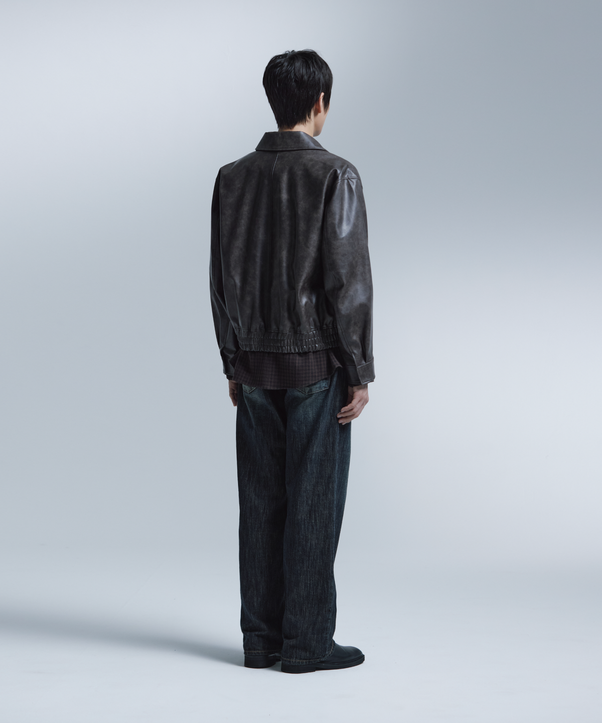 넌블랭크(NONBLANK) 비건 레더 블루종_DARK BROWN