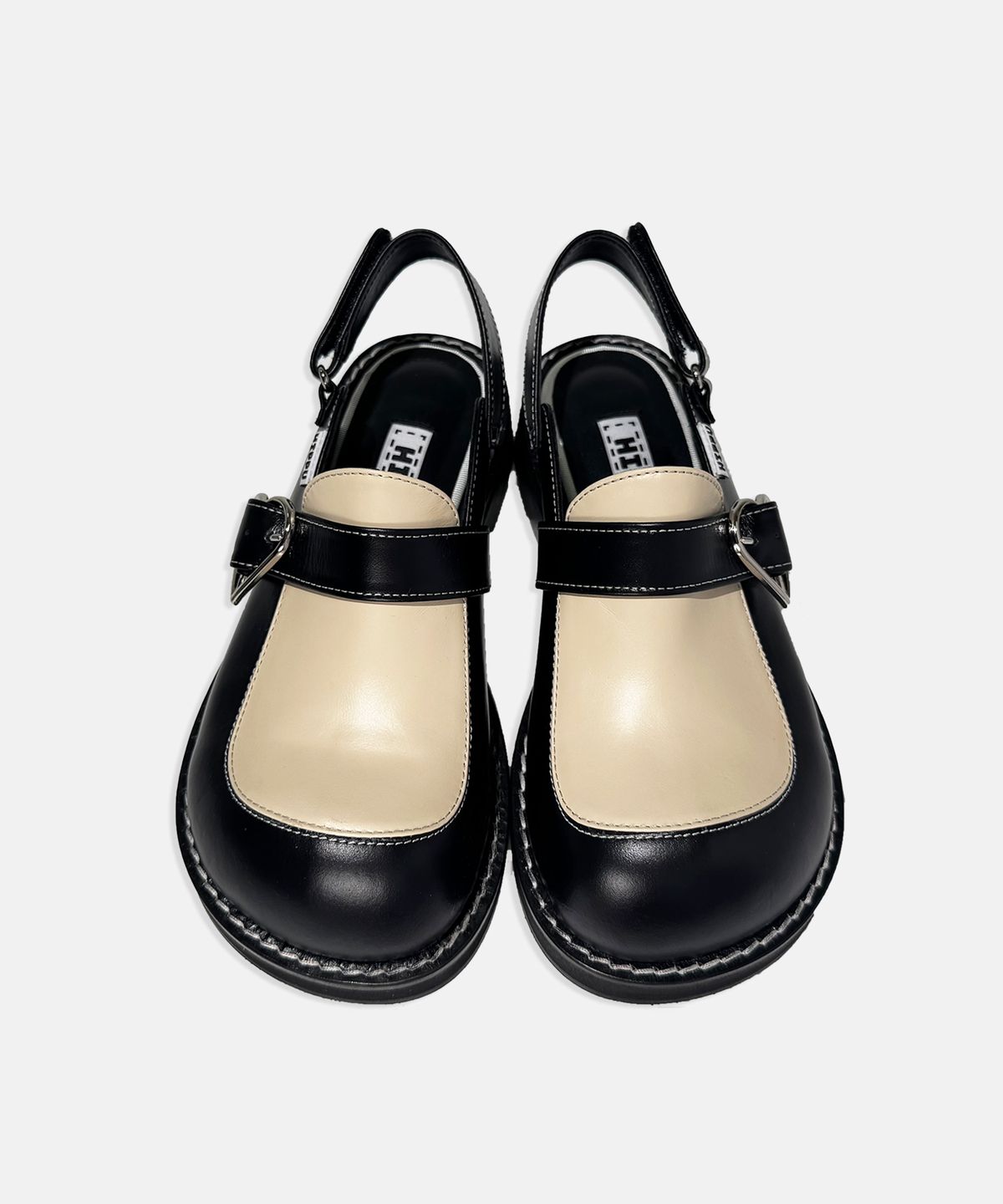 히푸(hippu) Slingback Loafer Black&Ivory