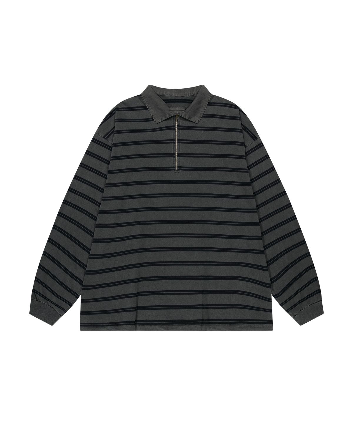 엔도어(ENDOOR) Vtg zip-up stripe polo shirt (vtg navy)
