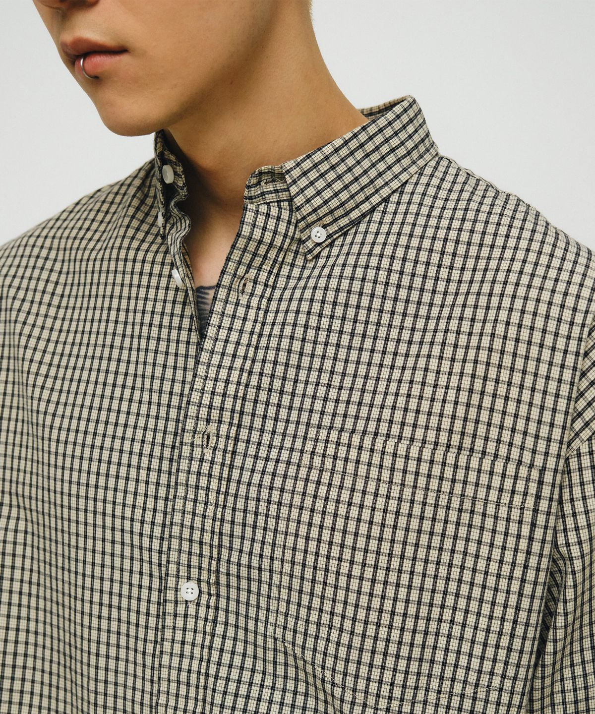 엔도어(ENDOOR) Plaid check shirt (beige check)