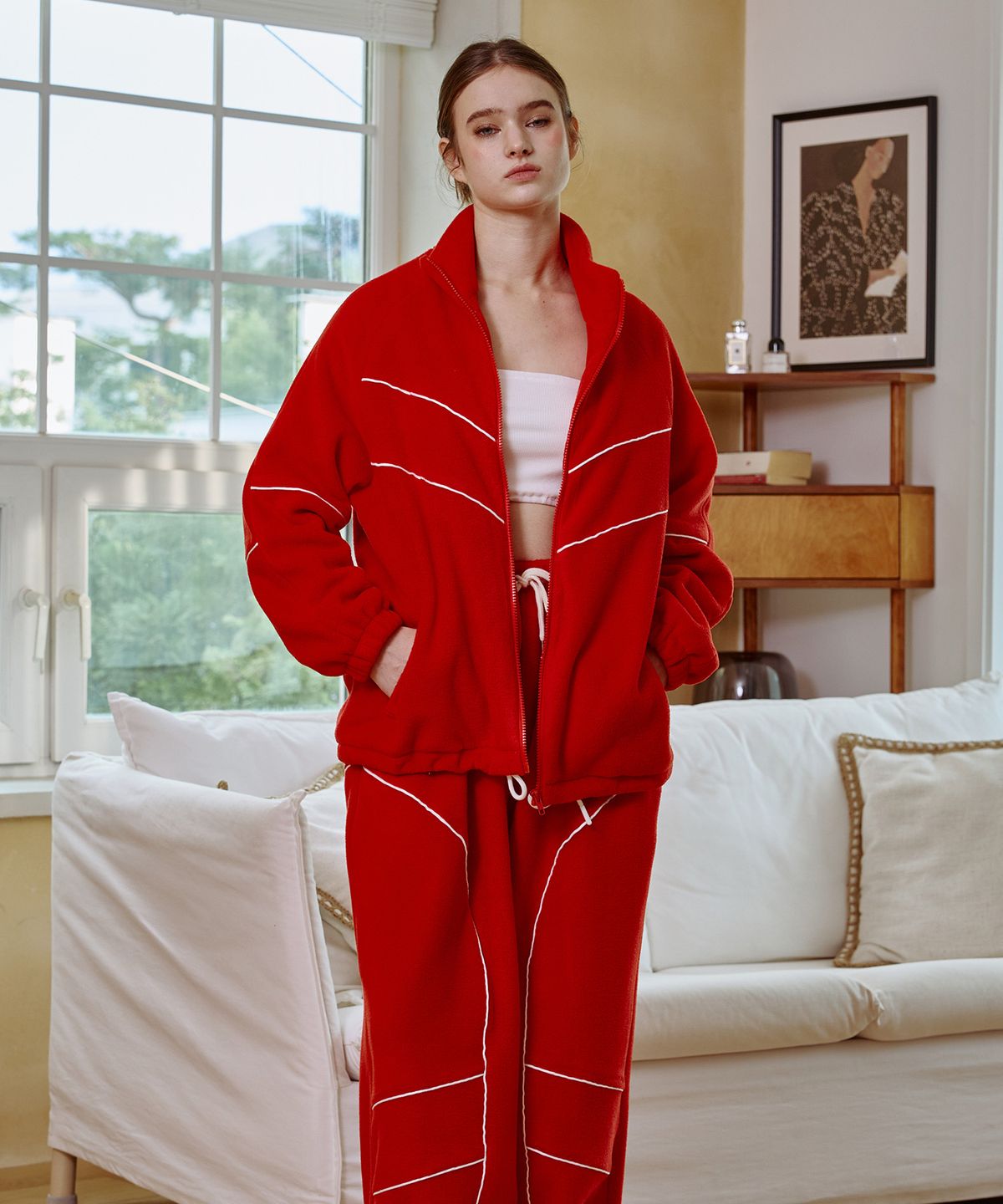 아리킴(ARIKIM) KIKI FLEECE ZIP UP / RED