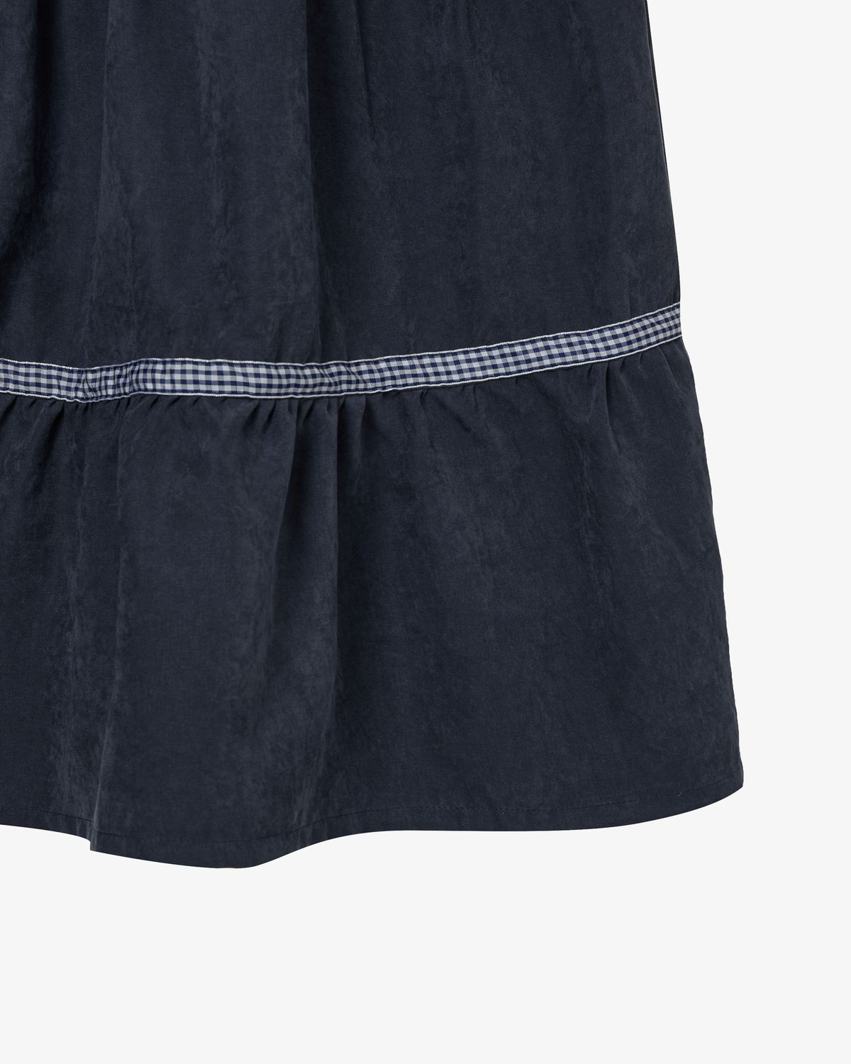 에이이에이이(AEAE) CHECK MIDI TIERED SKIRT [NAVY]