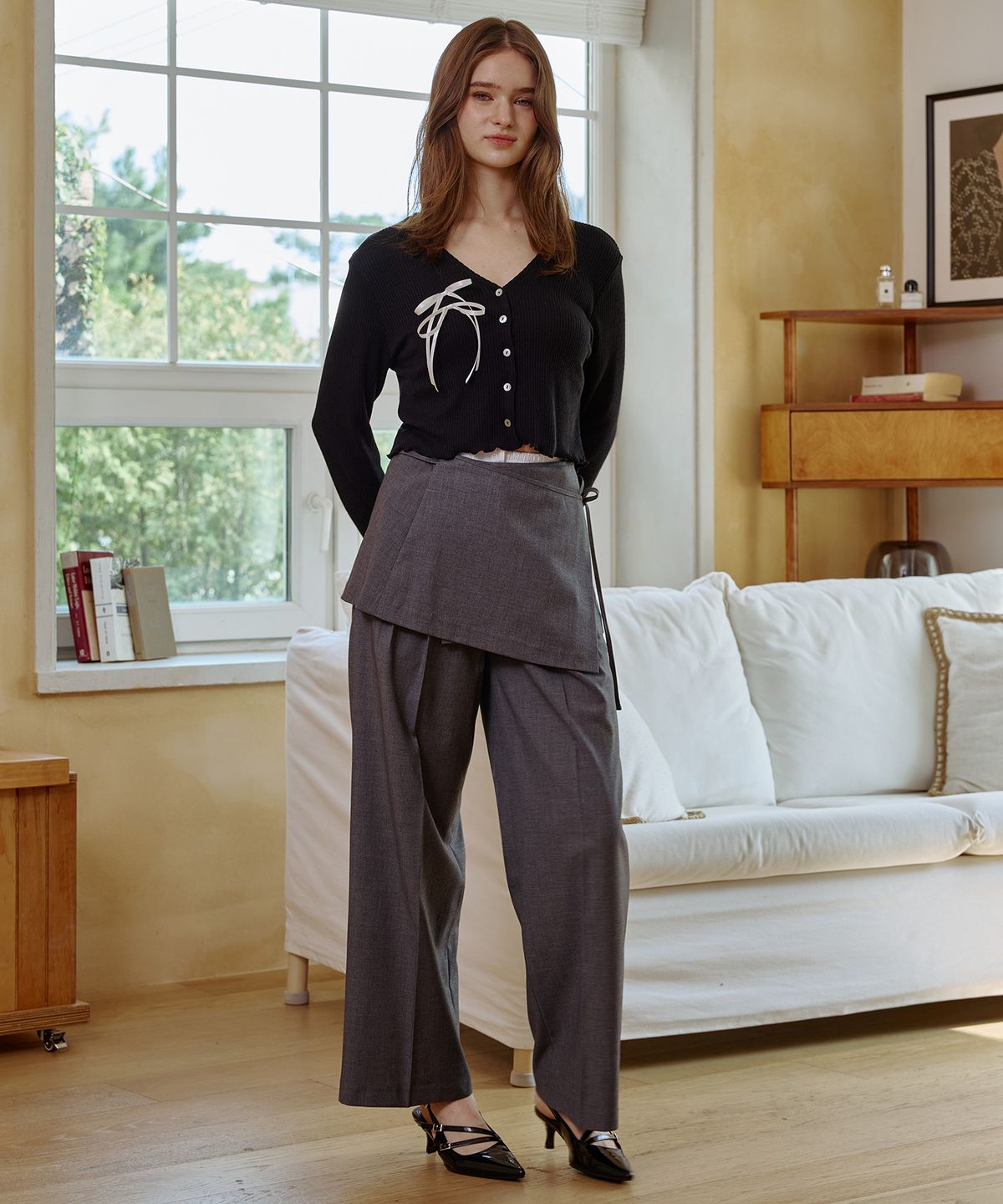 아리킴(ARIKIM) MOON NIGHT WRAP SKIRT / CHARCOAL