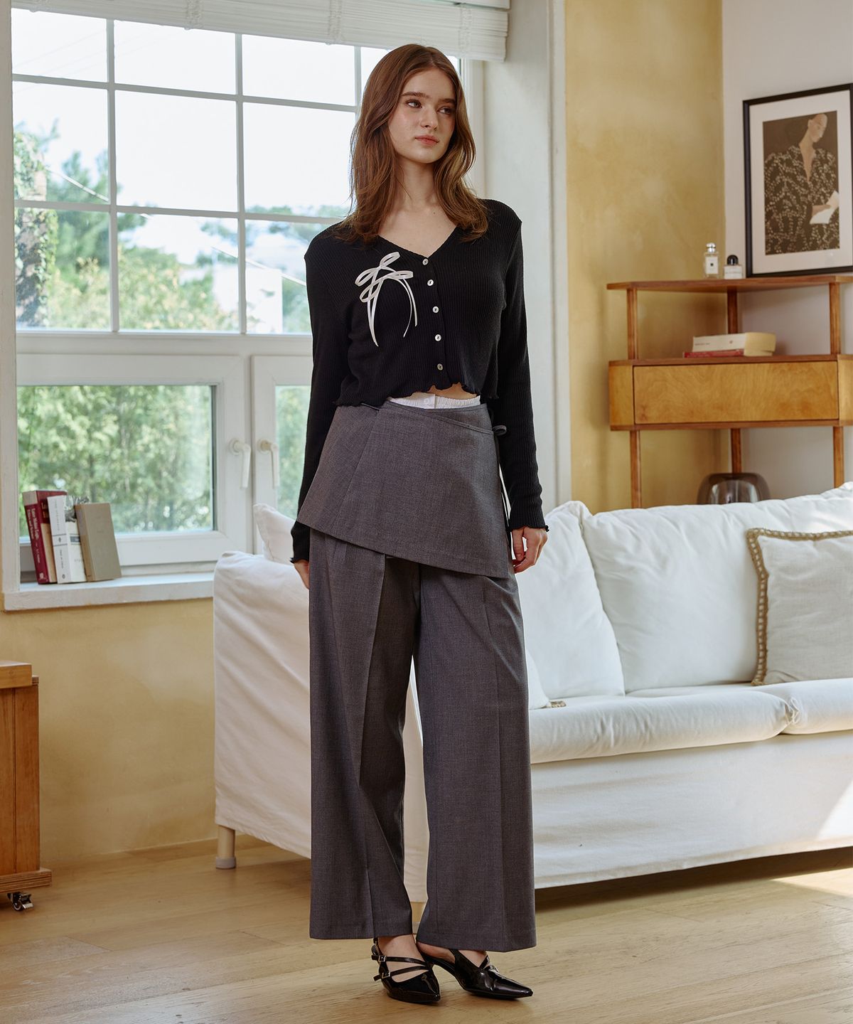 아리킴(ARIKIM) MOON NIGHT WRAP SKIRT / CHARCOAL