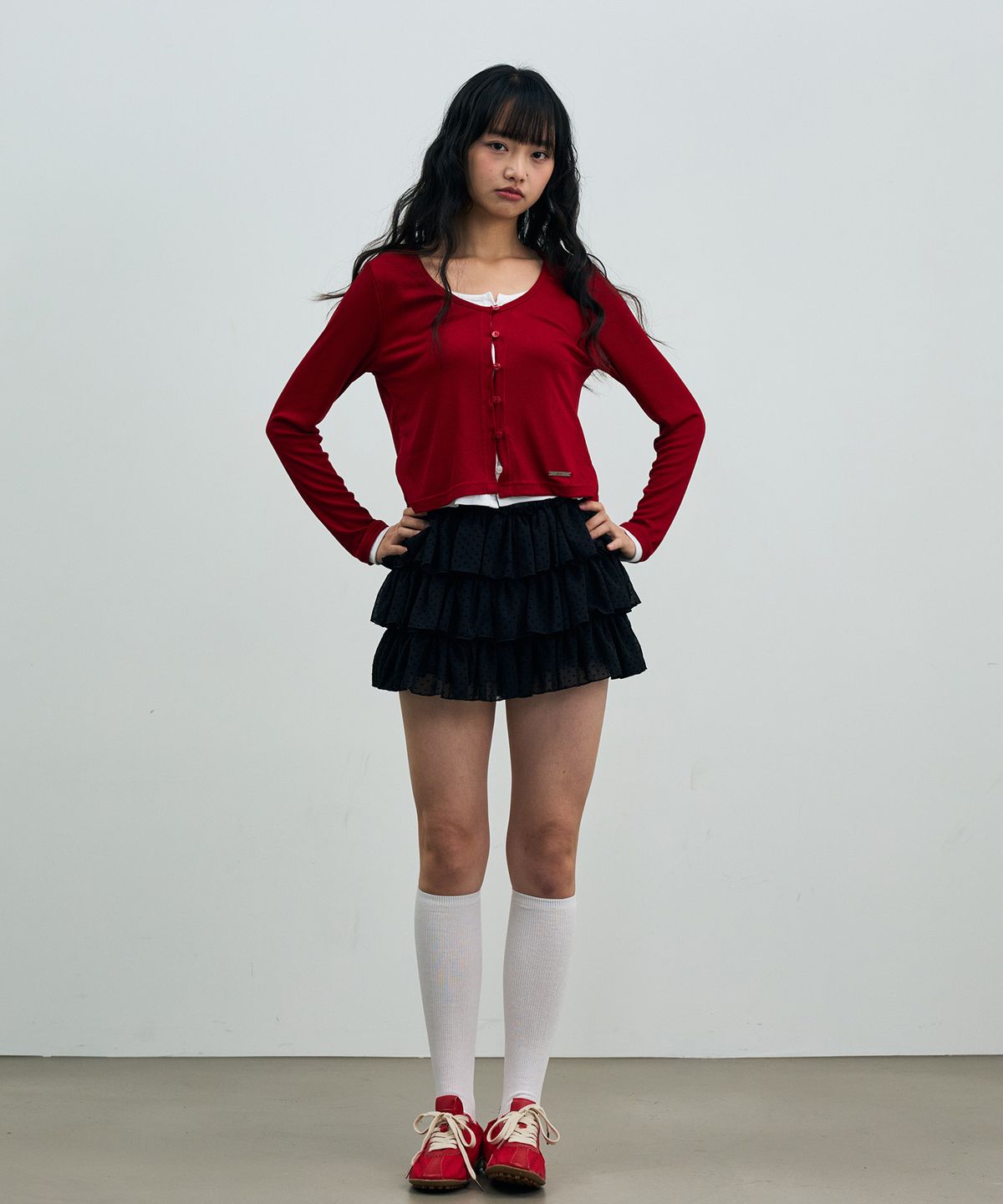 아리킴(ARIKIM) MINI HEART CANCAN SKIRT PANTS / BLACK