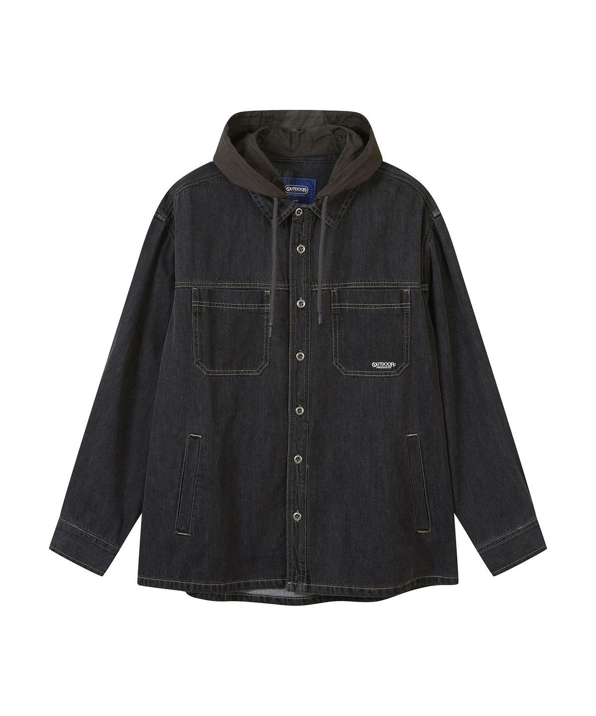 아웃도어 프로덕츠(OUTDOOR PRODUCTS) DETACHABLE HOOD DENIM SHIRT (GRAY)