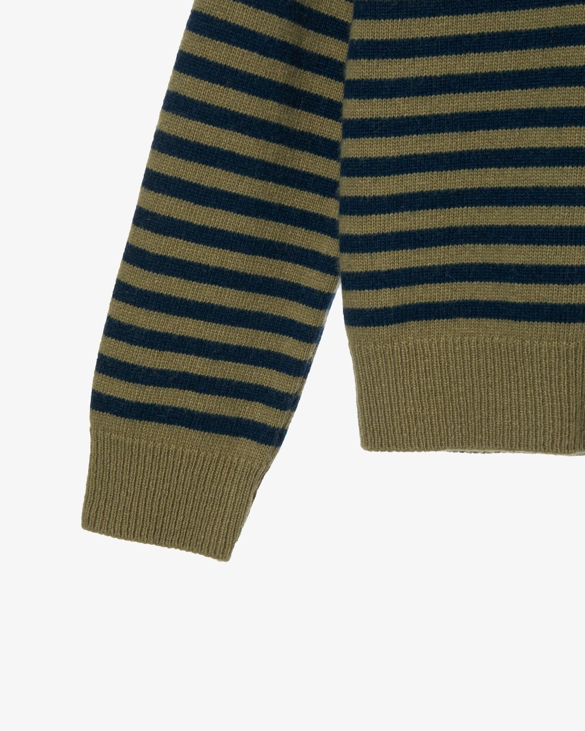 에이이에이이(AEAE) STRIPE V-NECK KNIT PULLOVER [KHAKI]