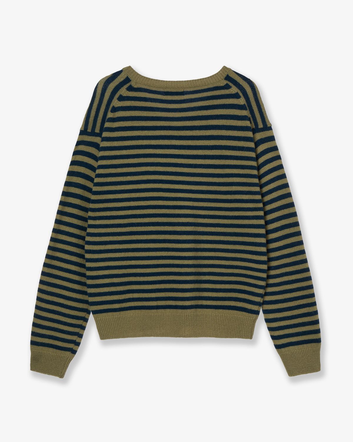 에이이에이이(AEAE) STRIPE V-NECK KNIT PULLOVER [KHAKI]
