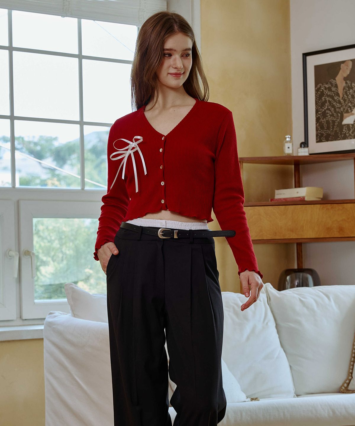 아리킴(ARIKIM) LUCID RIBBON CARDIGAN / RED