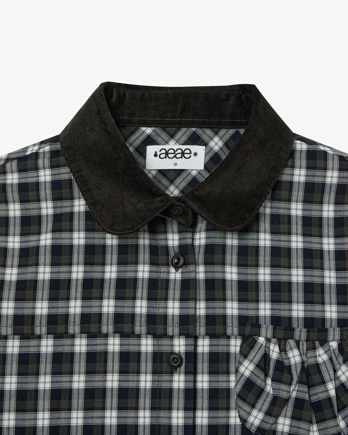 에이이에이이(AEAE) ROUND POCKET CHECK SHIRTS [BLACK]