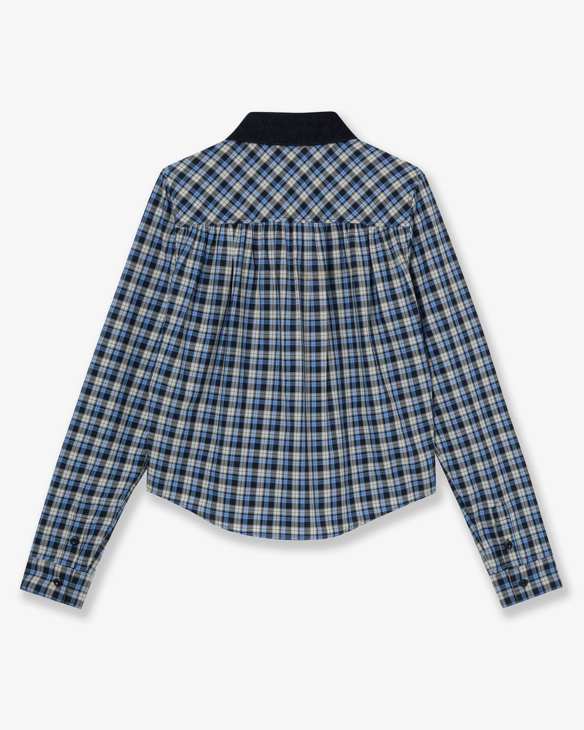 에이이에이이(AEAE) ROUND POCKET CHECK SHIRTS [BLUE]