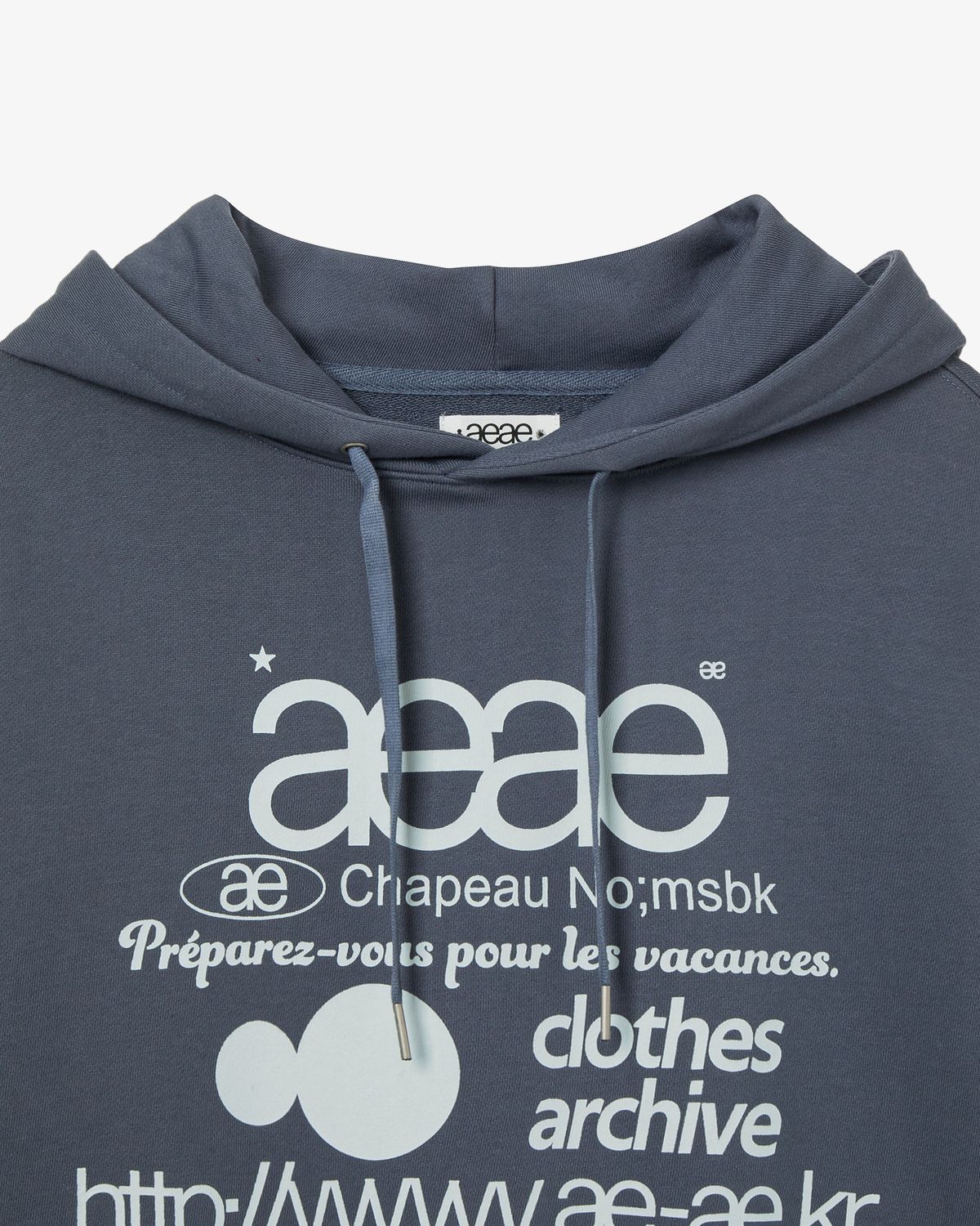 에이이에이이(AEAE) WEB LOGO LOOSED HOODIE [ASH BLUE]