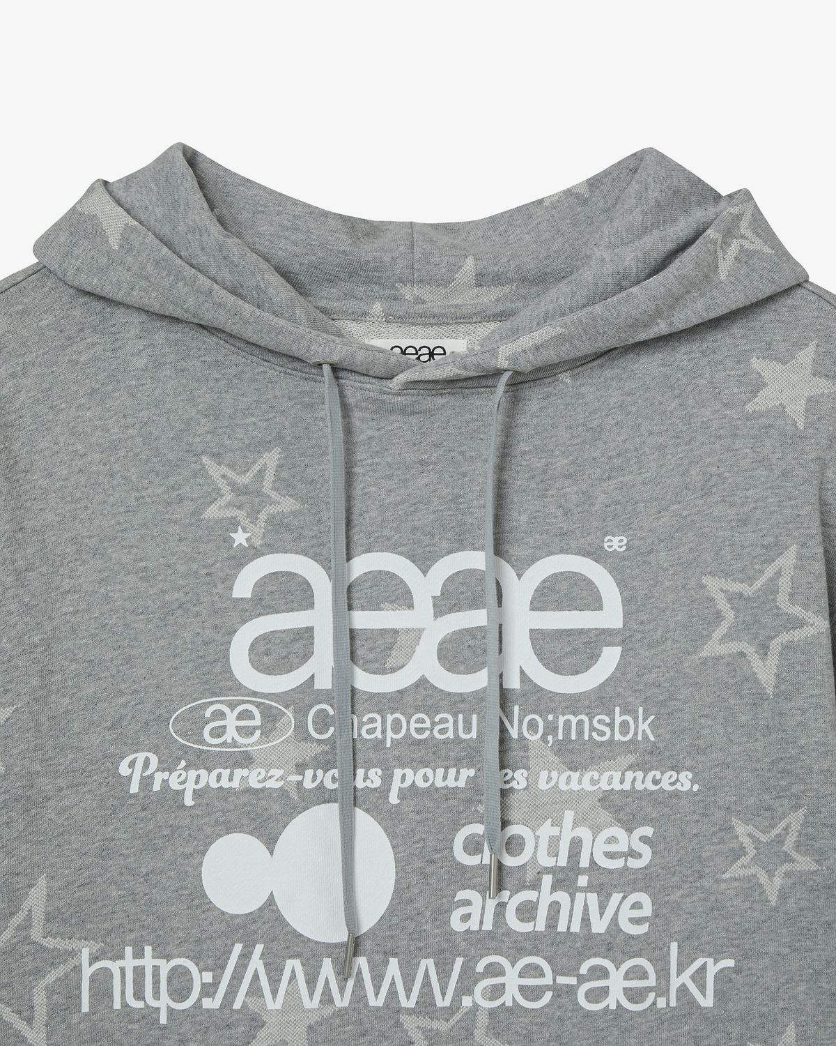 에이이에이이(AEAE) WEB LOGO STAR LOOSED HOODIE [GREY]