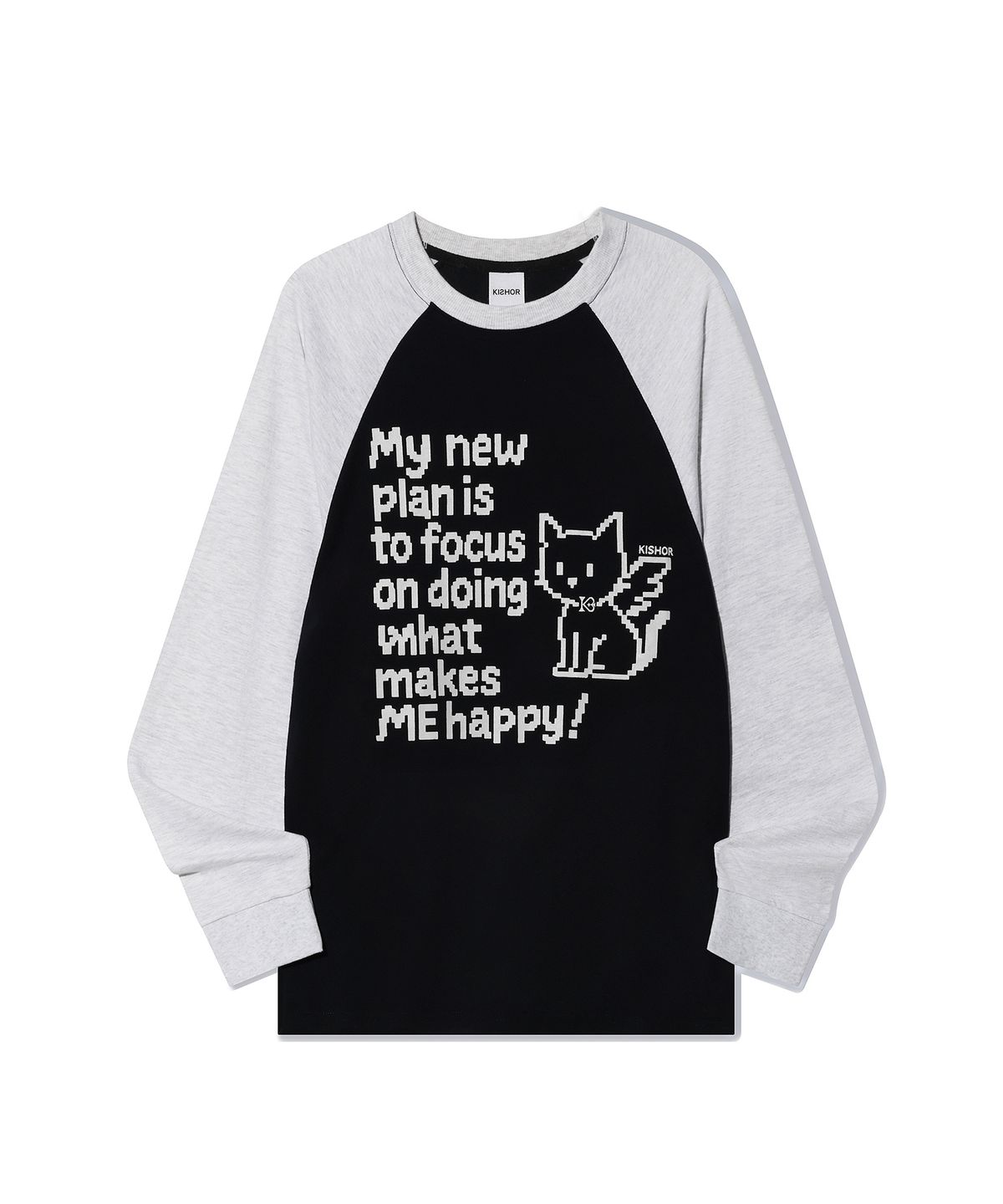 키쇼르(KISHOR) happy cat raglan long sleeve_ NAVY