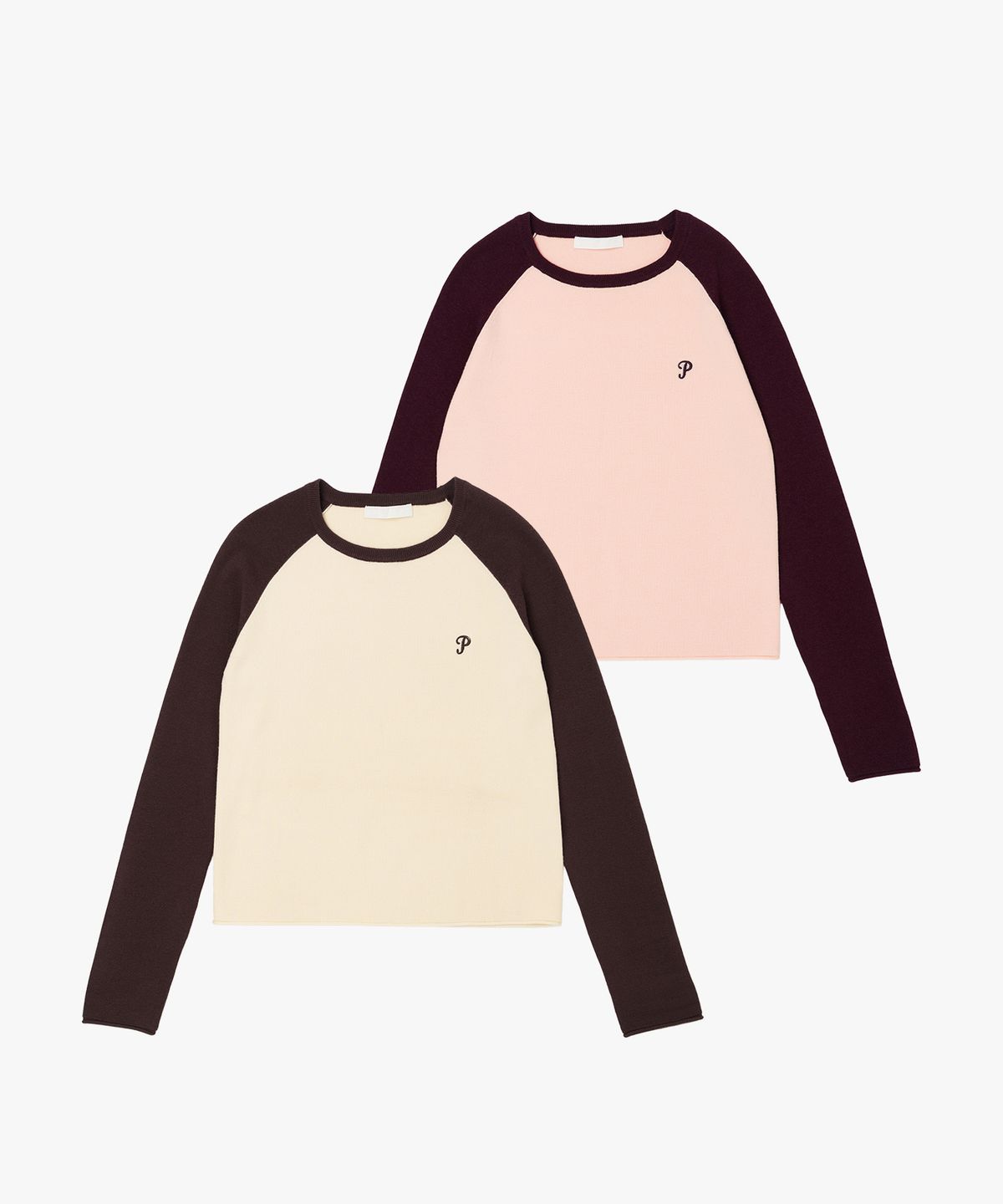 플랙 우먼(PLAC WOMEN) 슬림 래글런 로고 니트 탑_2colors