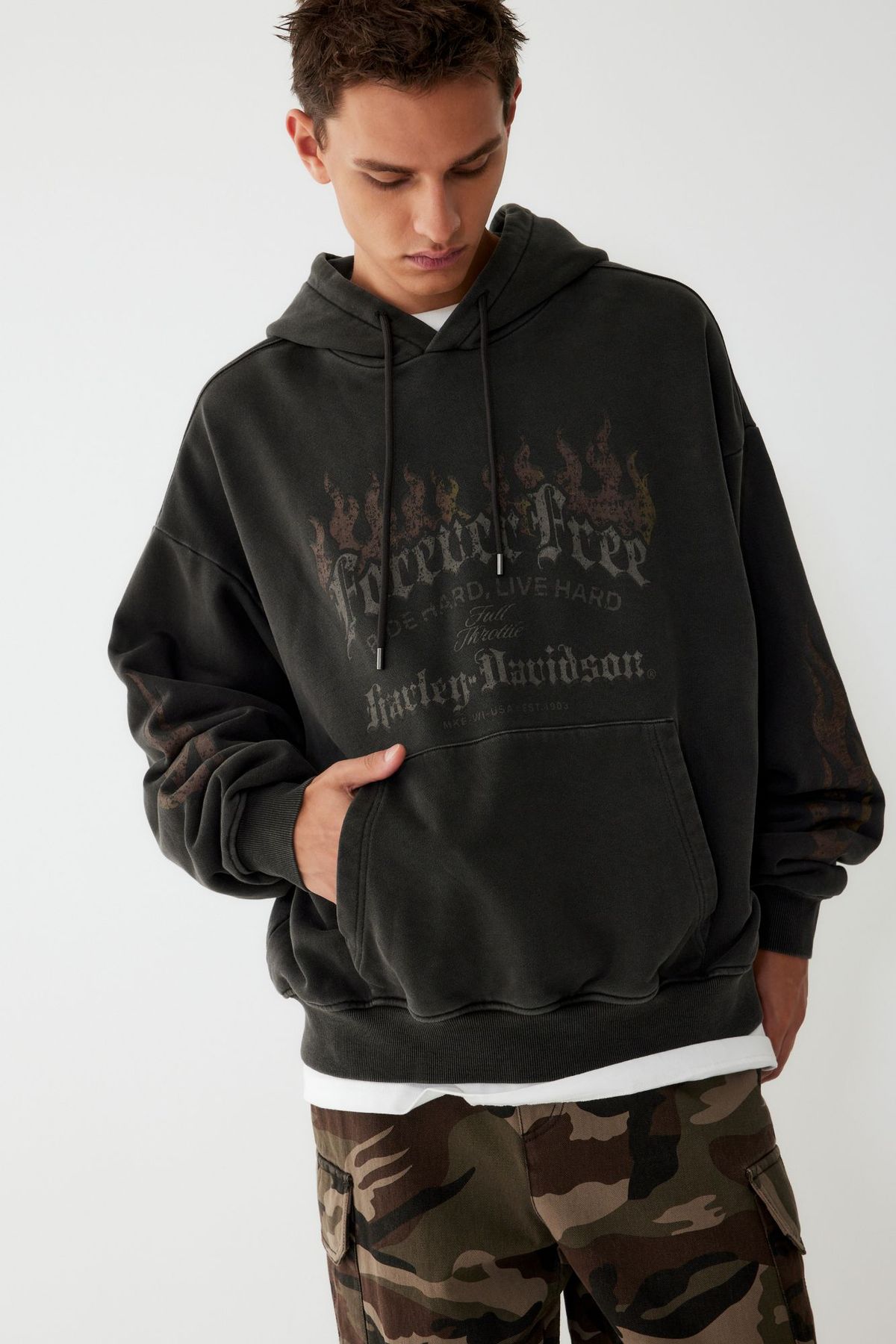 할리데이비슨 컬렉션스®(HARLEY-DAVIDSON COLLECTIONS®) [Vintage] OL FREEDOM FREE 풀오버 후디_챠콜 HH15309311