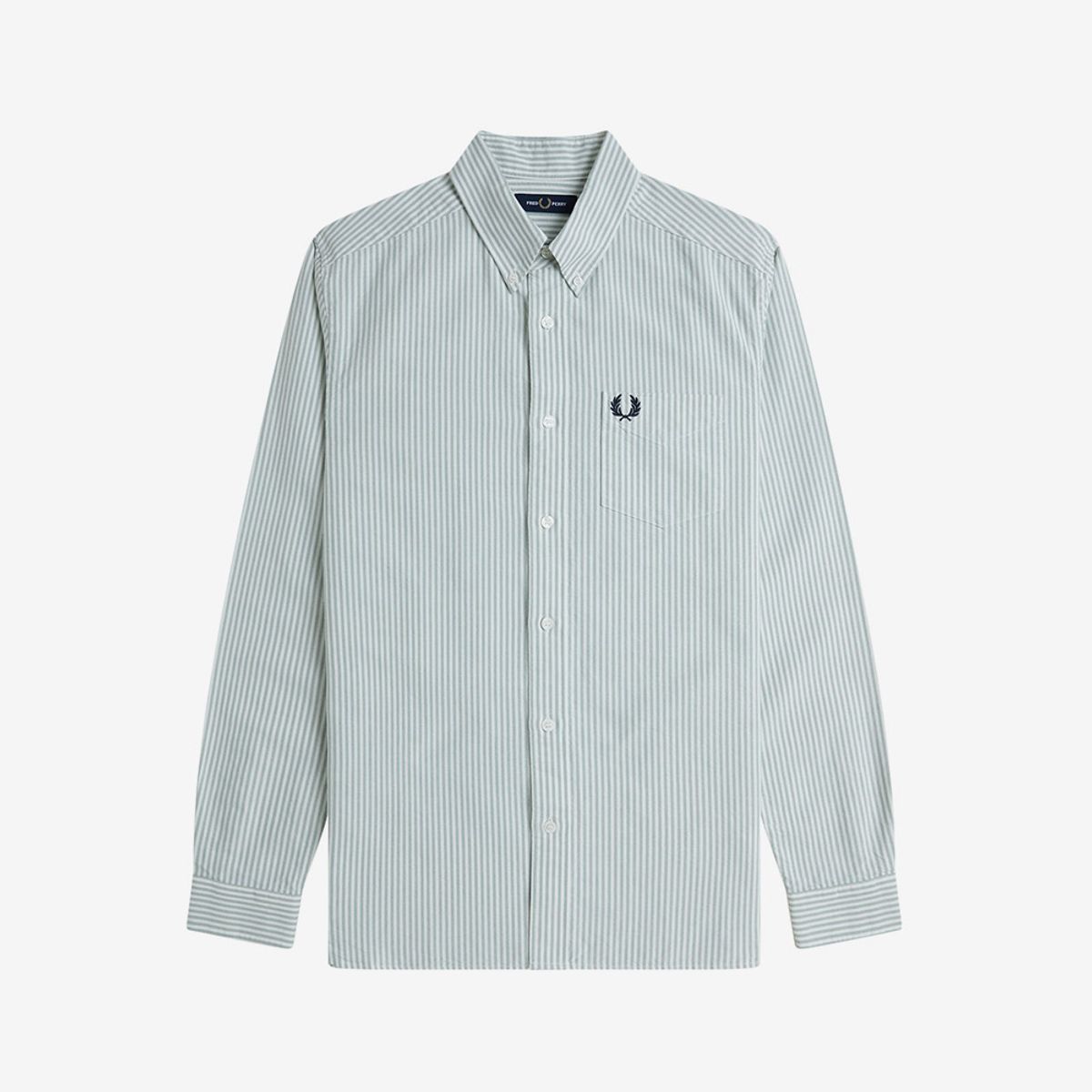 프레드페리(FRED PERRY) [Sharp] 롱슬리브 옥스포드 스트라이프 셔츠 - 베이리프/스노우화이트 AFPM2531736-Z92