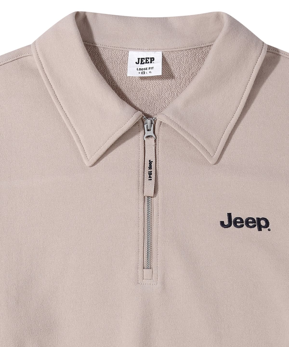 지프(JEEP) 오버핏 카라 하프집업 맨투맨 (JQ5TSU834BE)
