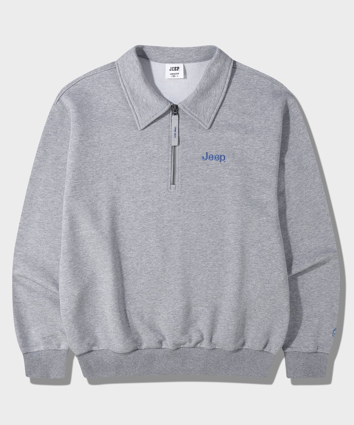 지프(JEEP) 오버핏 카라 하프집업 맨투맨 (JQ5TSU834MG)