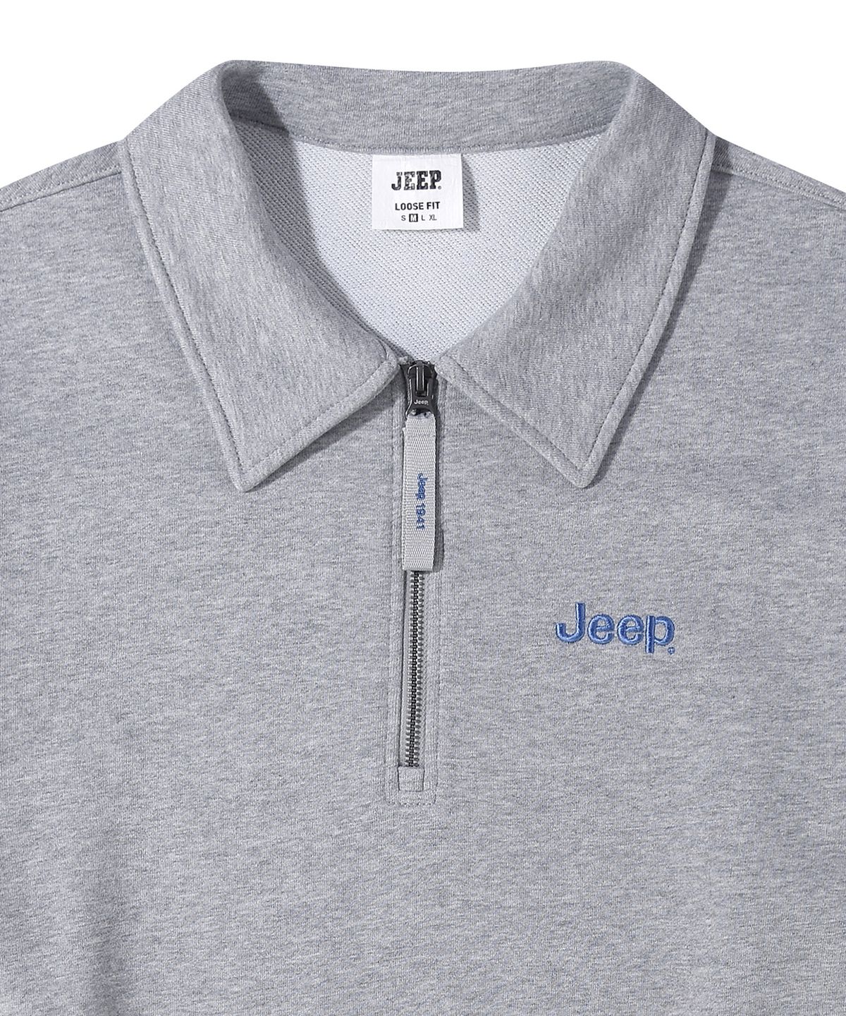 지프(JEEP) 오버핏 카라 하프집업 맨투맨 (JQ5TSU834MG)