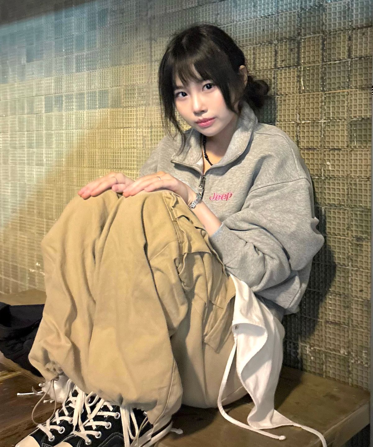 지프(JEEP) [360g] WOMEN M-Logo 하프집업 맨투맨 (JR5TSF838MG)