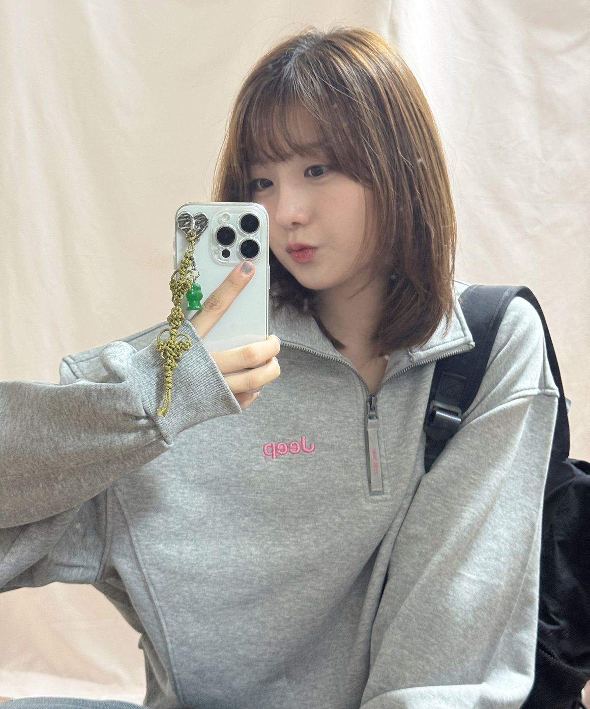 지프(JEEP) [360g] WOMEN M-Logo 하프집업 맨투맨 (JR5TSF838MG)