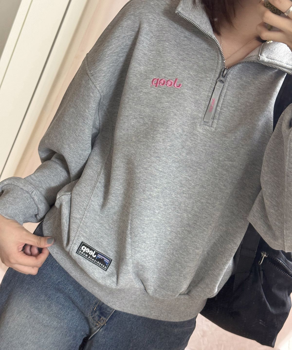 지프(JEEP) [360g] WOMEN M-Logo 하프집업 맨투맨 (JR5TSF838MG)
