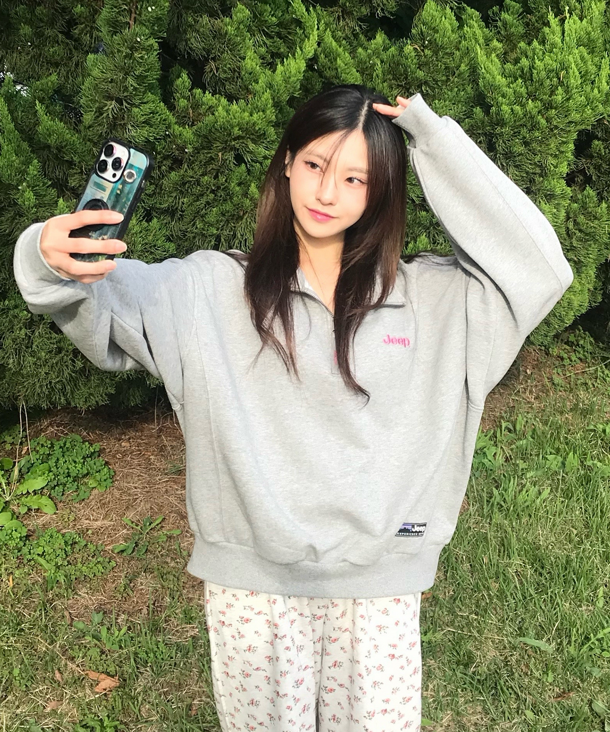 지프(JEEP) [360g] WOMEN M-Logo 하프집업 맨투맨 (JR5TSF838MG)