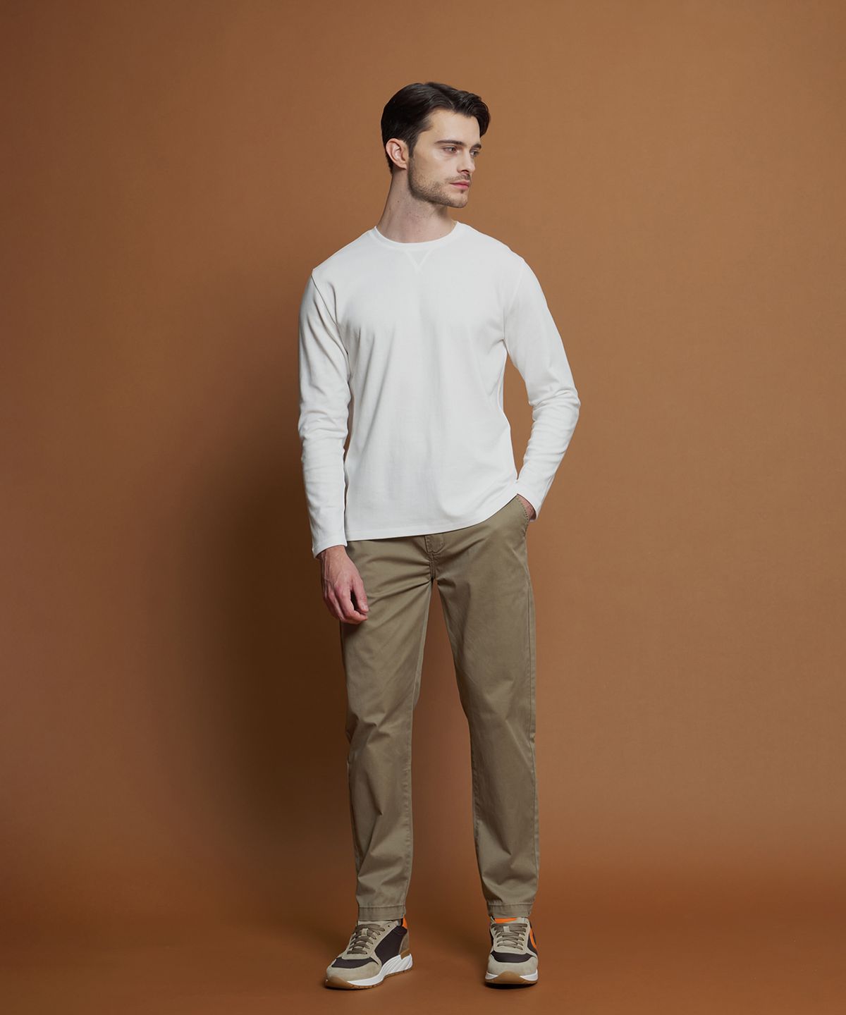 빠니깔레(PANICALE) 베이지 레귤러슬림핏 코튼 팬츠