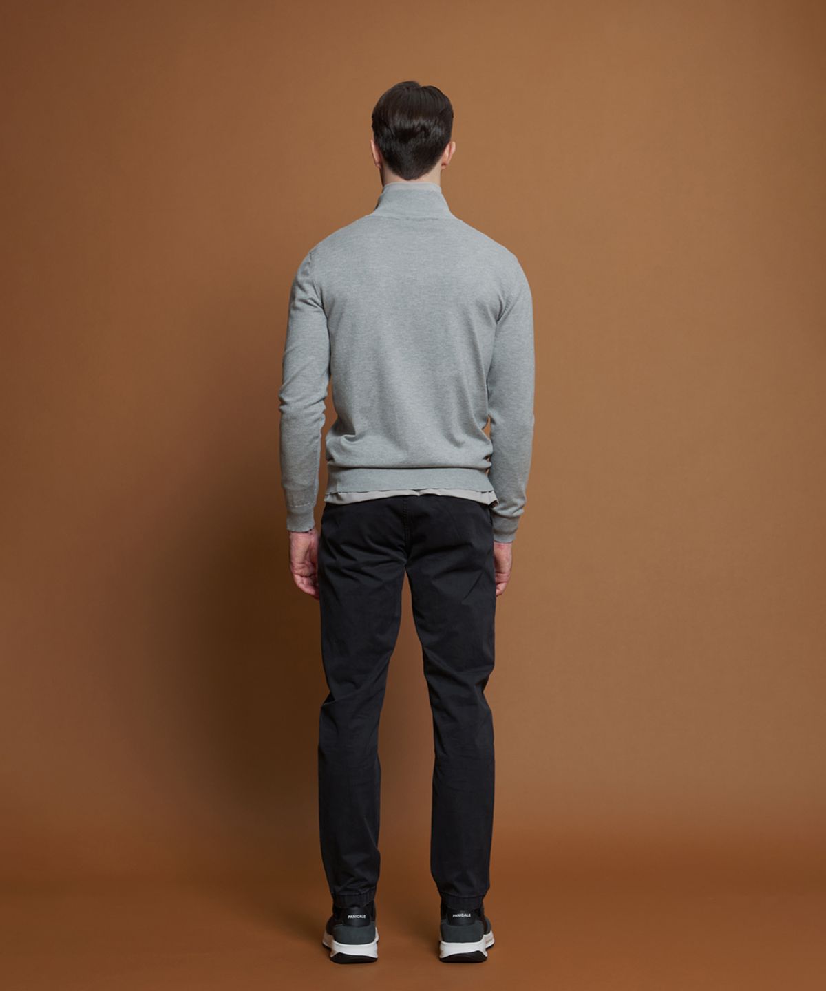 빠니깔레(PANICALE) 블랙 레귤러슬림핏 코튼 팬츠