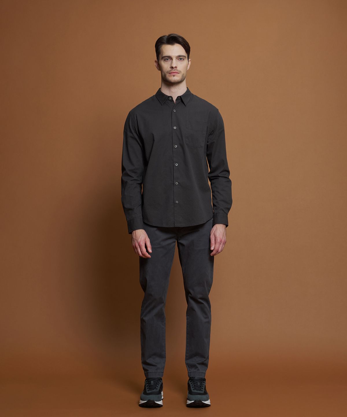 빠니깔레(PANICALE) 차콜 레귤러슬림핏 코튼 팬츠