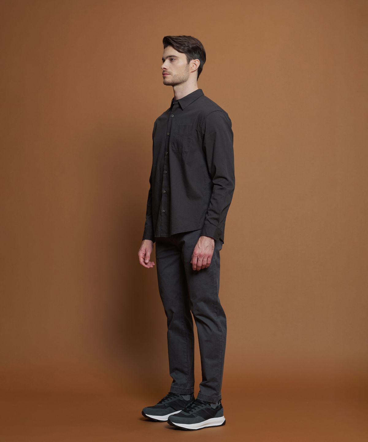 빠니깔레(PANICALE) 차콜 레귤러슬림핏 코튼 팬츠