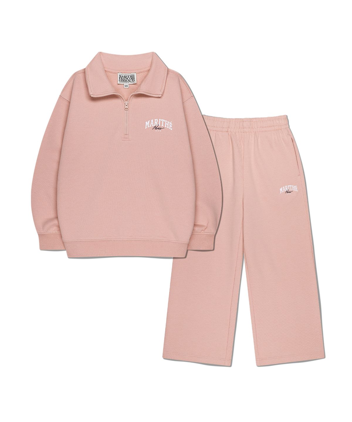 마리떼 키즈(MARITHÉ KIDS) KIDS HALF ZIP-UP SWEAT SET-UP light pink