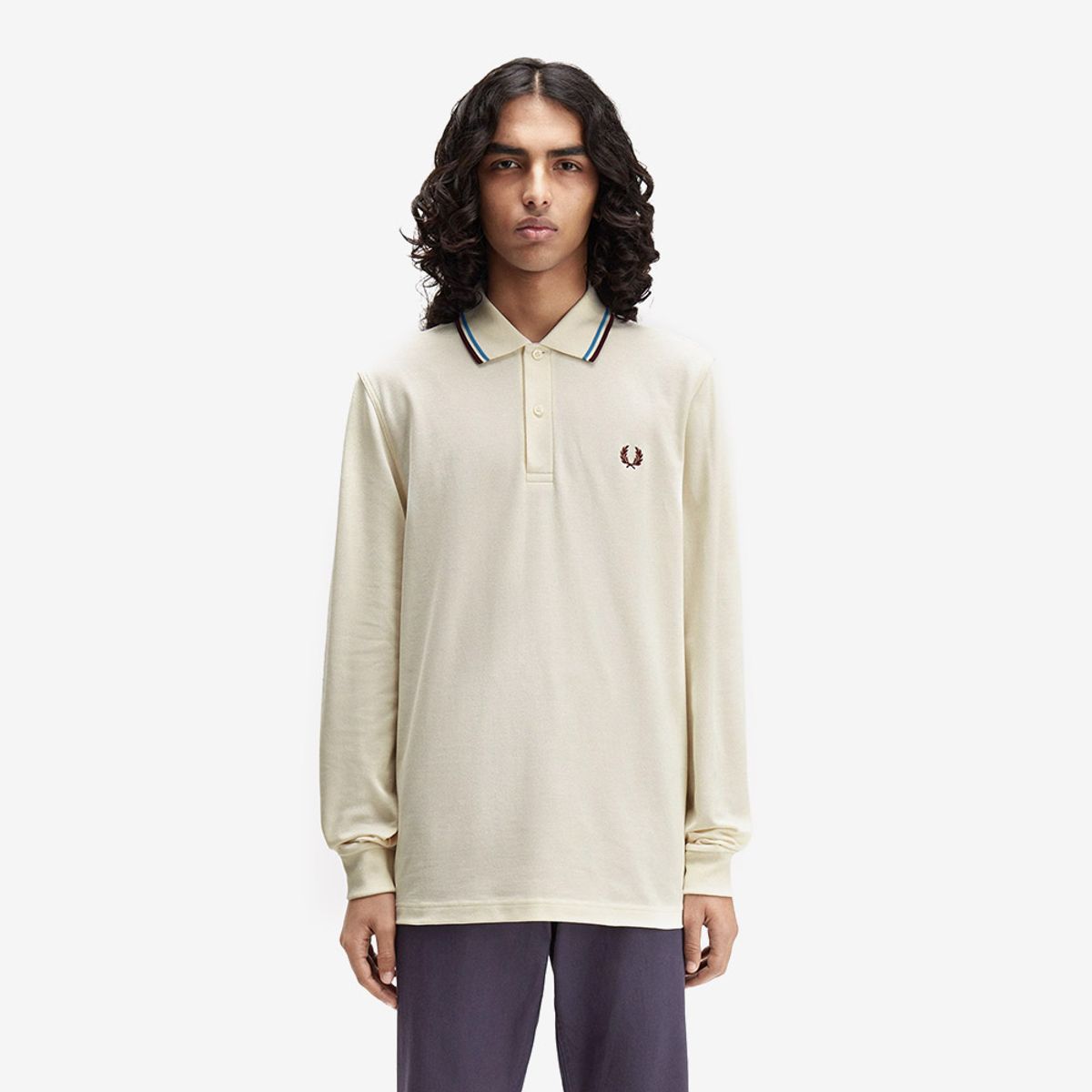프레드페리(FRED PERRY) [M3636] 롱슬리브 트윈 팁 프레드페리 셔츠 - 에크루/코트블루/옥스 블러드 AFPM2533636-Z46