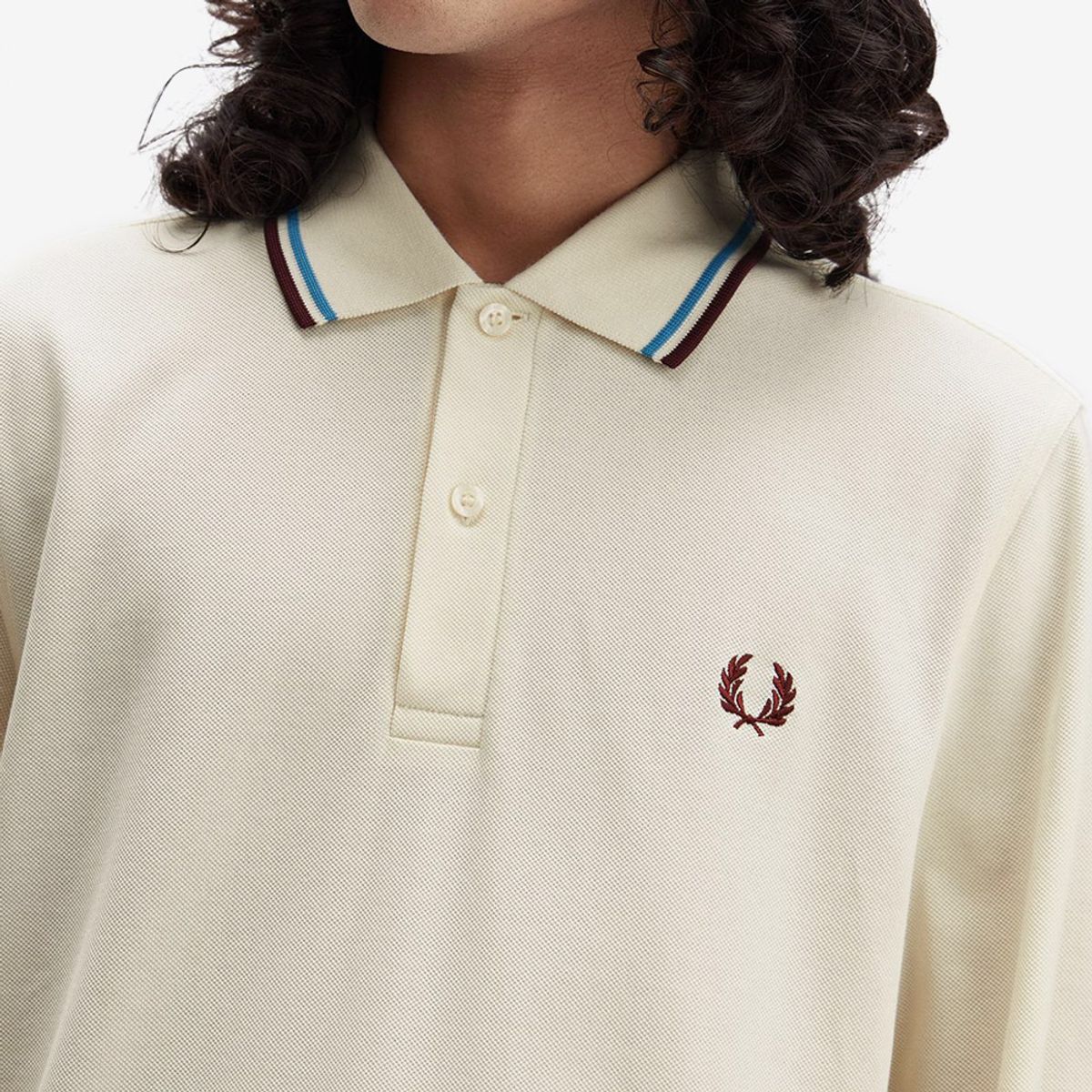 프레드페리(FRED PERRY) [M3636] 롱슬리브 트윈 팁 프레드페리 셔츠 - 에크루/코트블루/옥스 블러드 AFPM2533636-Z46