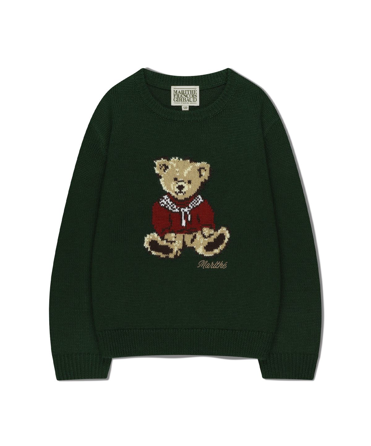 마리떼 키즈(MARITHÉ KIDS) KIDS BEAR JACQUARD KNIT PULLOVER dark green