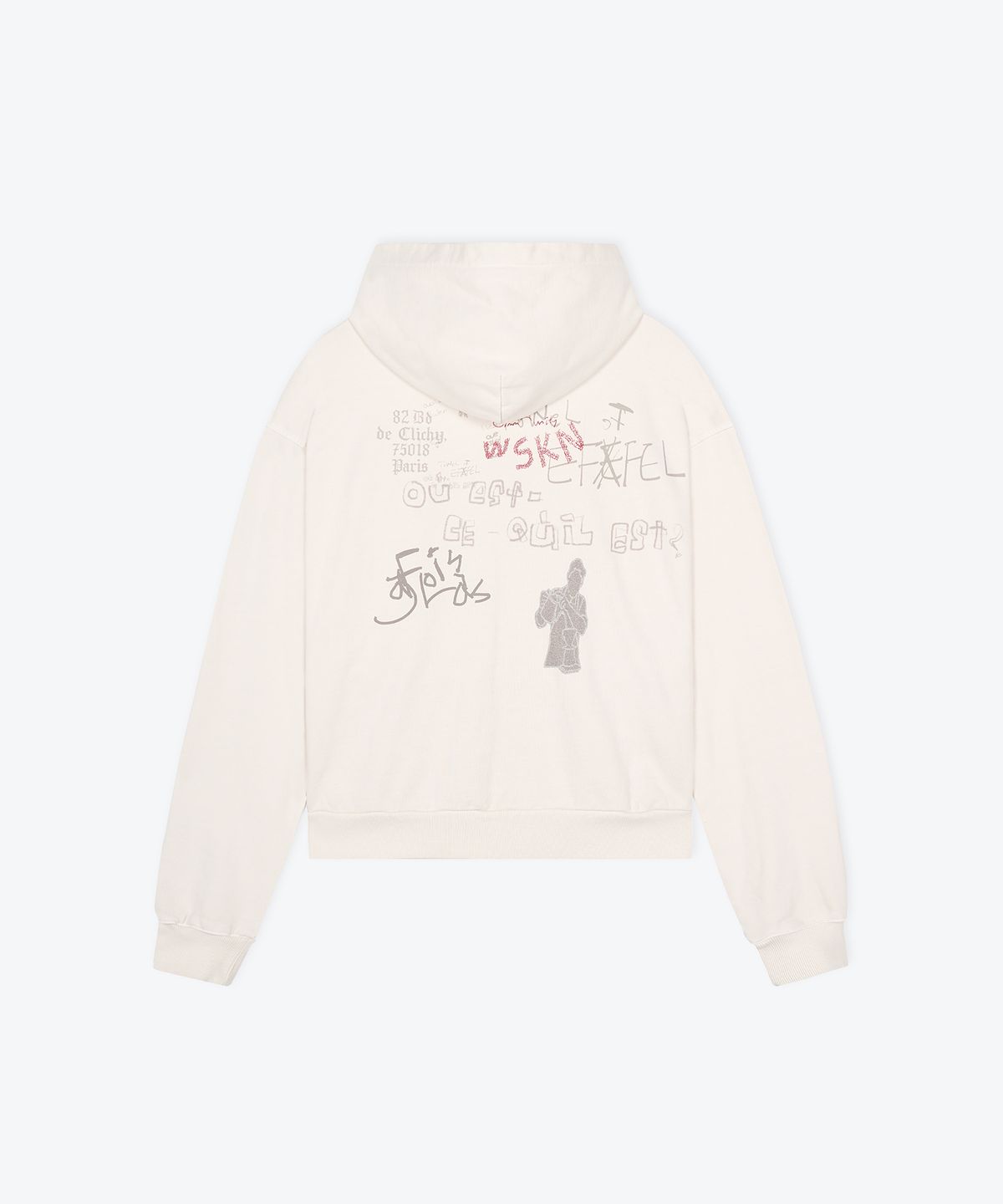 웨스켄(WESKEN) [UNISEX] OVERSIZED MOULIN ROUGE ZIP-UP HOODIE (OATMEAL)