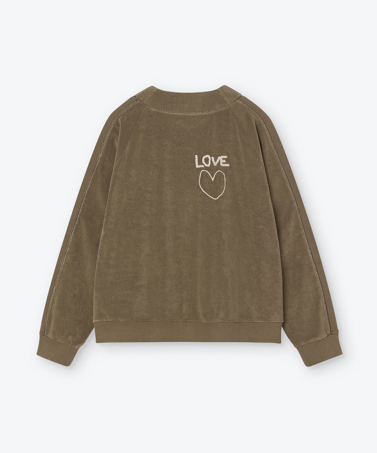 웨스켄(WESKEN) [UNISEX] LOVE PARIS TERRY CARDIGAN (OLIVE BROWN)