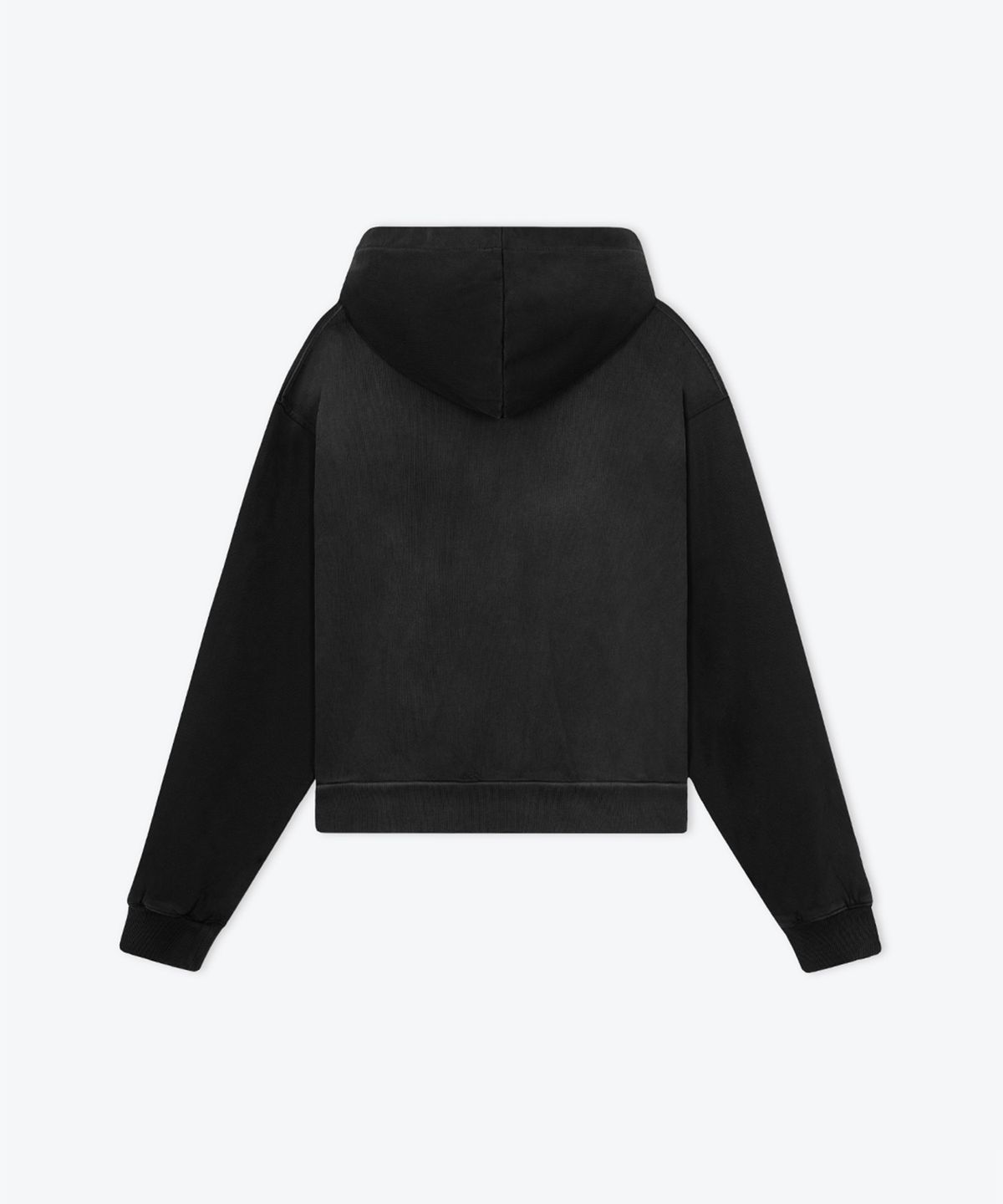 웨스켄(WESKEN) [UNISEX] UNISEX DOUBLE POCKET CROPPED WASHED ZIP-UP HOODIE (BLACK)