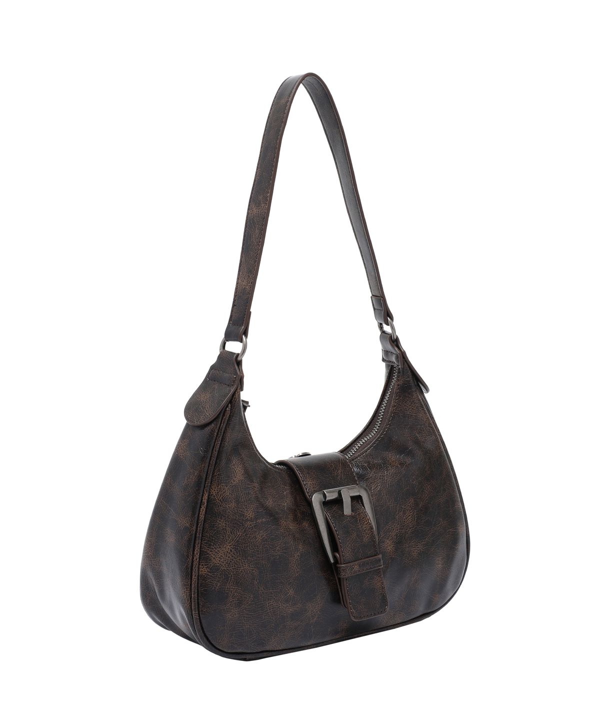 페이헤이(FEIHEI) Leather Buckle Shoulder Bag (Dark brown)