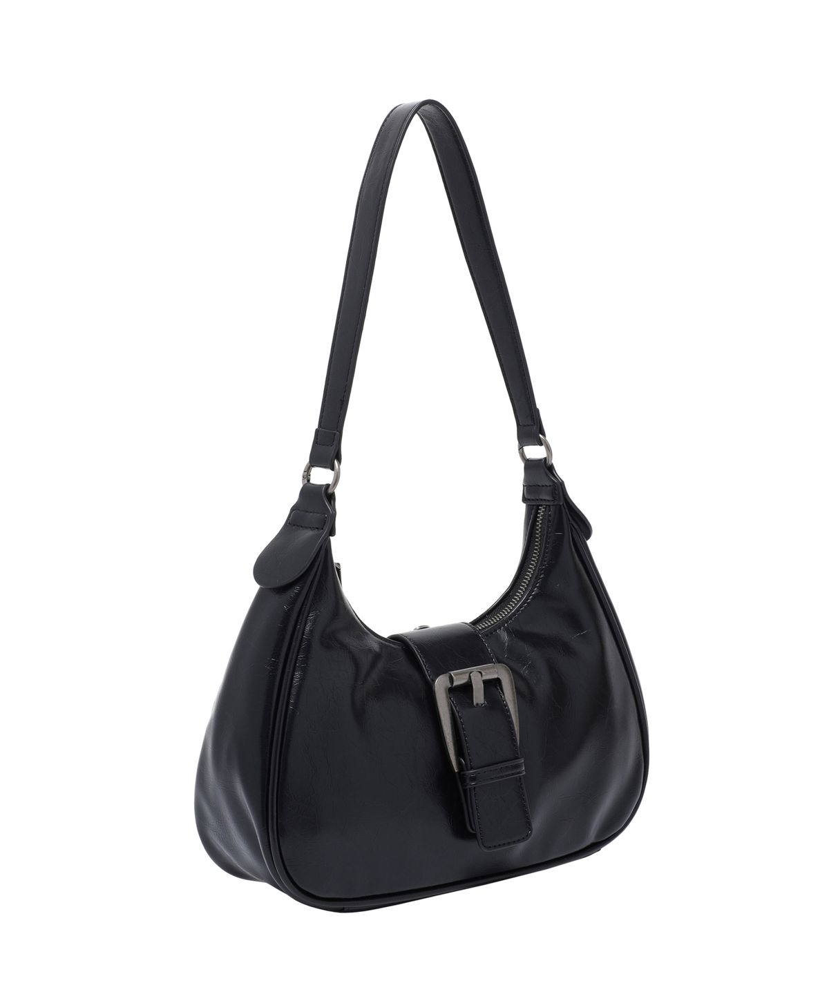 페이헤이(FEIHEI) Leather Buckle Shoulder Bag (Black)