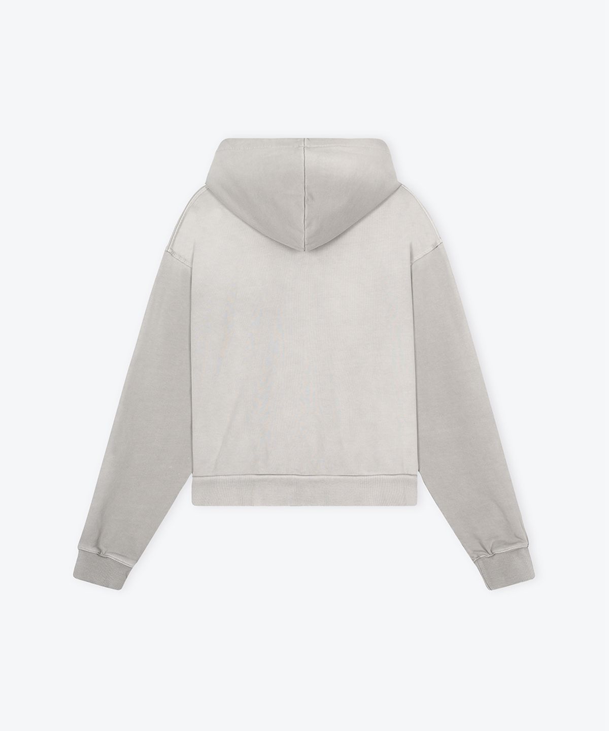 웨스켄(WESKEN) [UNISEX] DOUBLE POCKET CROPPED WASHED ZIP-UP HOODIE (GREY)