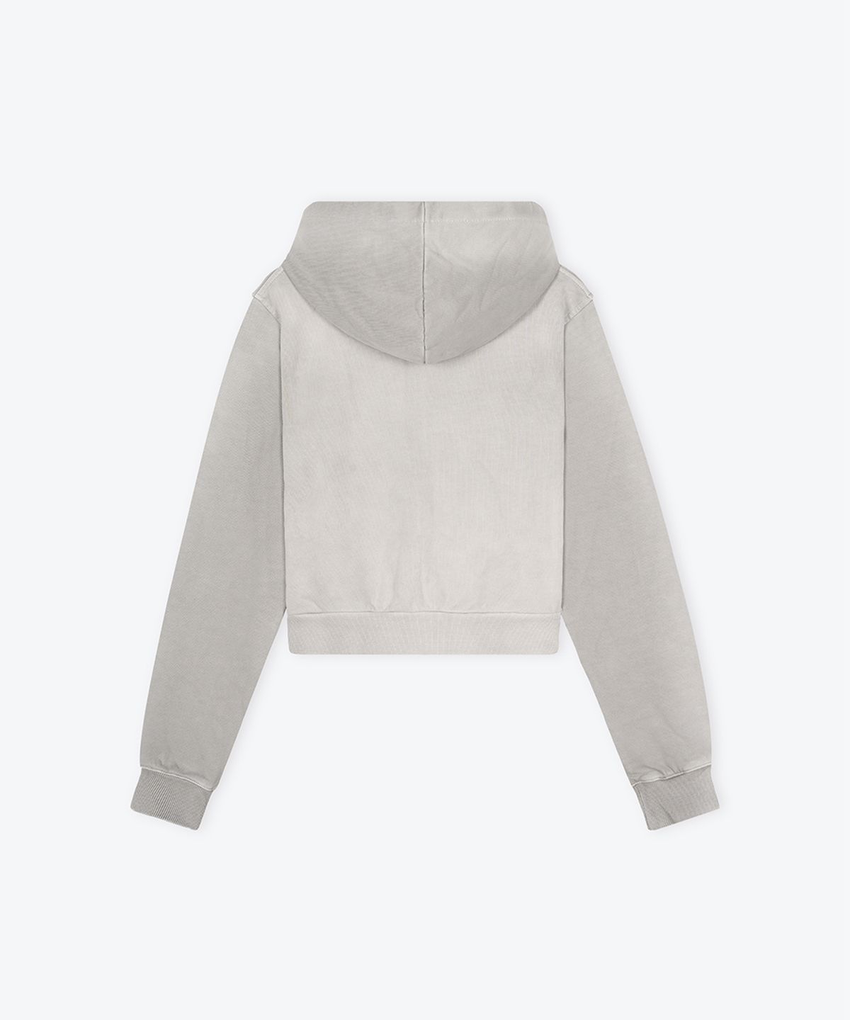 웨스켄(WESKEN) [WOMEN] DOUBLE POCKET CROPPED WASHED ZIP-UP HOODIE (GREY)