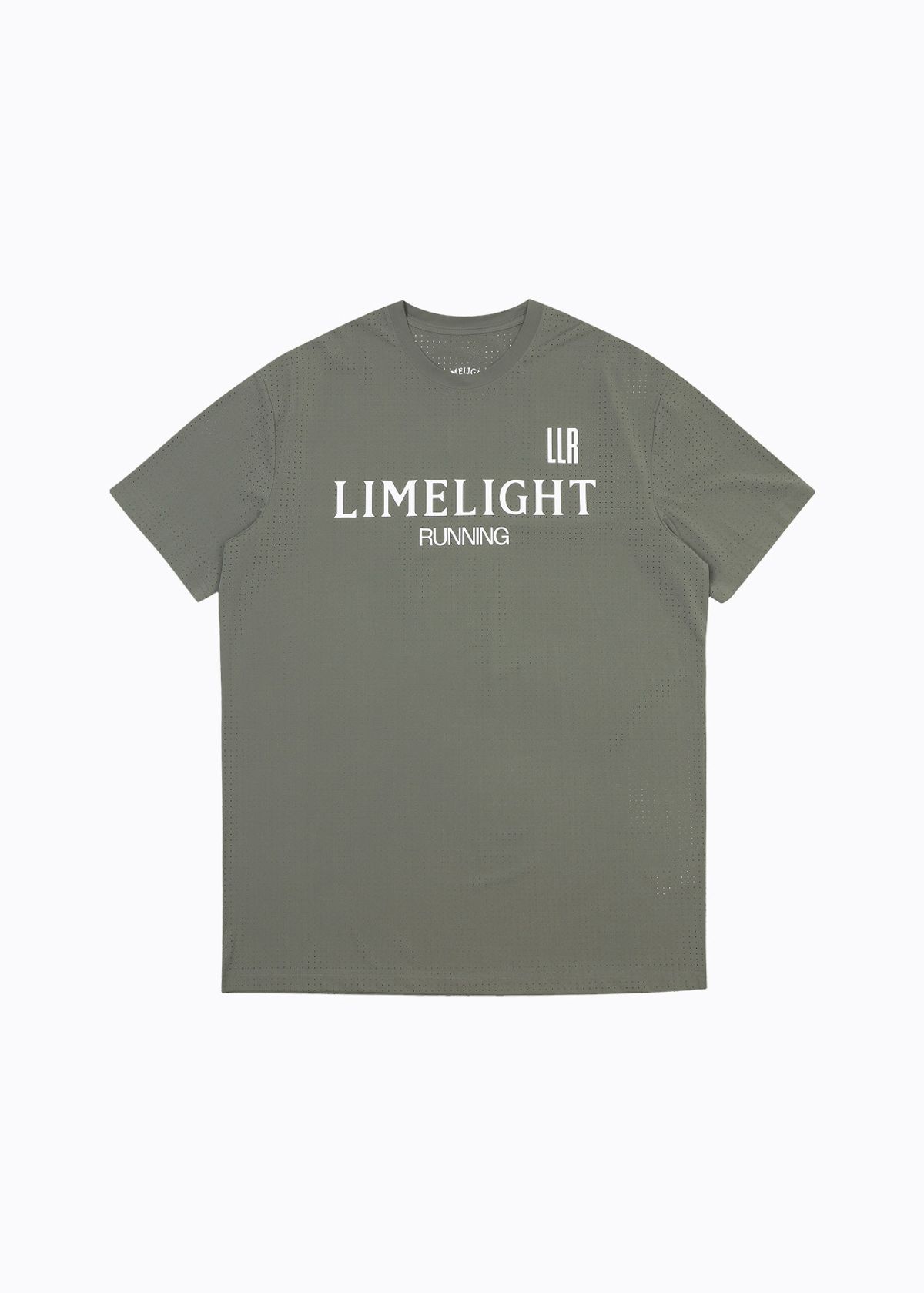 라임라잇 어패럴(LIMELIGHT APPAREL) 애슬릿 로고 러닝 티셔츠 (세이지/화이트)