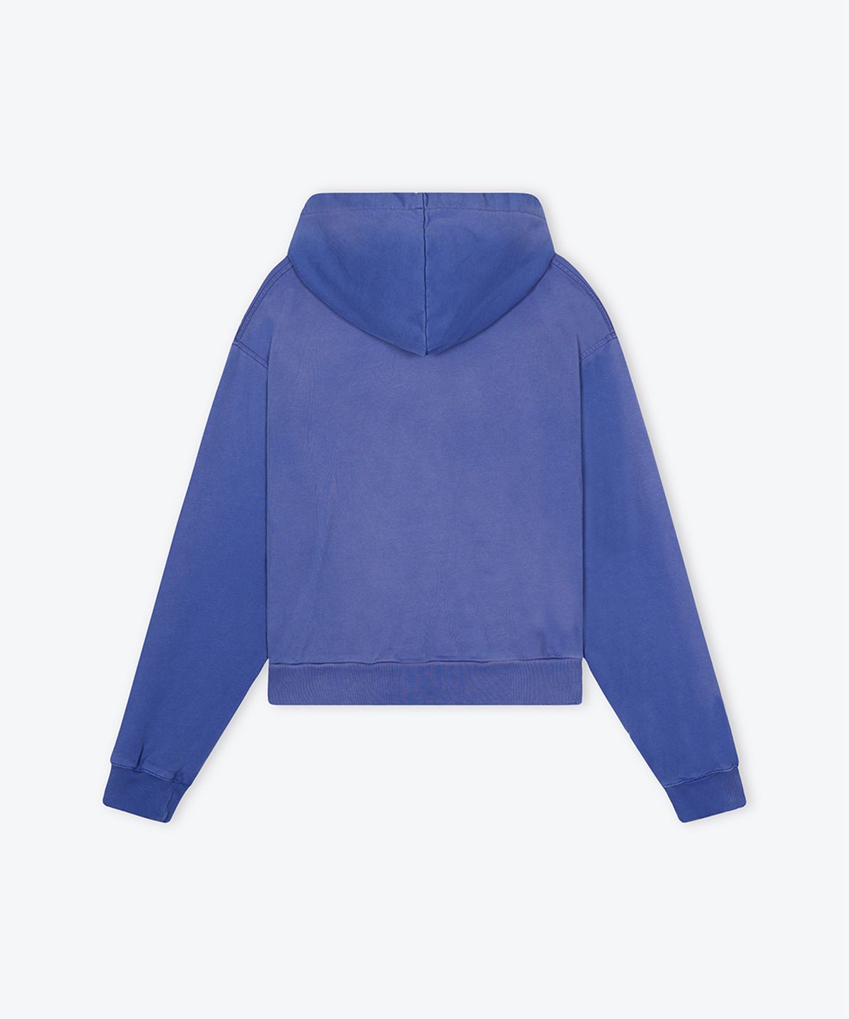 웨스켄(WESKEN) [UNISEX] DOUBLE POCKET CROPPED WASHED ZIP-UP HOODIE (BLUE)