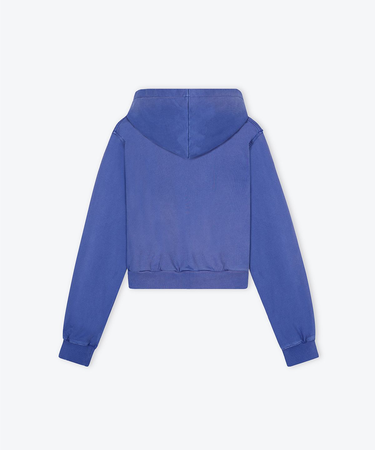 웨스켄(WESKEN) [WOMEN] DOUBLE POCKET CROPPED WASHED ZIP-UP HOODIE (BLUE)