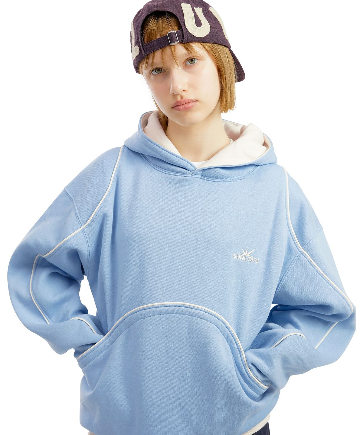 썬러브투어(SUNLOVETOUR) Crescent Brushed Hoodie Light Blue