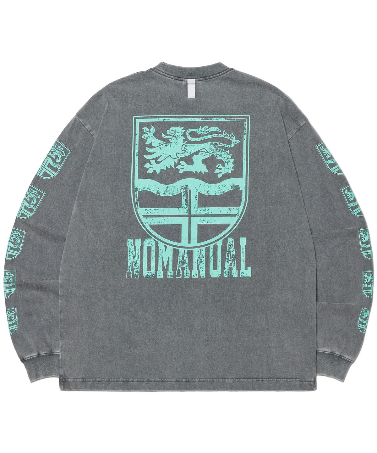 노매뉴얼(NOMANUAL) EMBLEM LONG SLEEVE TEE - WASHED GRAY