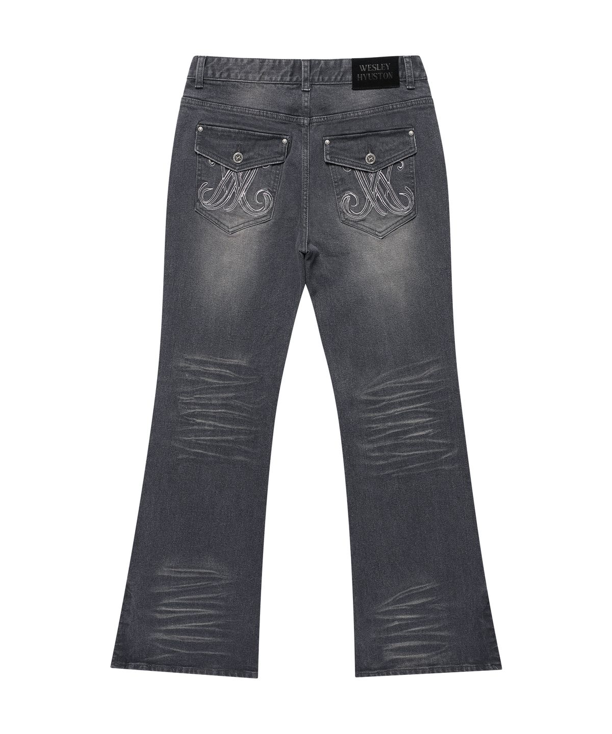 웨슬리 휴스턴(WESLEYHYUSTON) Rowel embroidery boots cut denim pants dark grey
